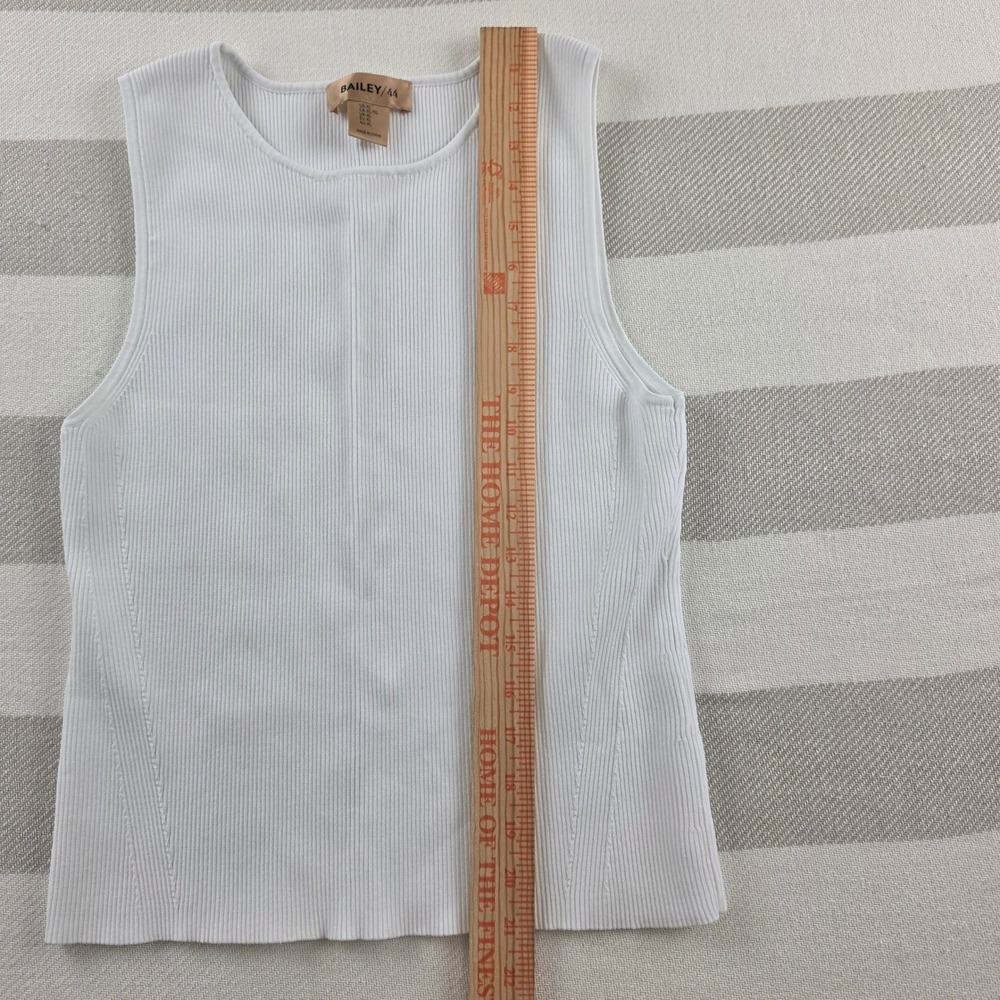Bailey 44 Ribbed Knit Tank Top Womens XL White Excellent Sleeveless Crew Neck - Picture 5 of 6